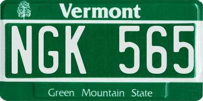 VT license plate NGK565