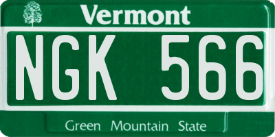 VT license plate NGK566