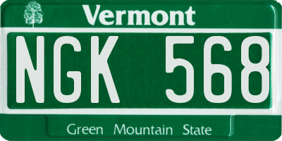 VT license plate NGK568