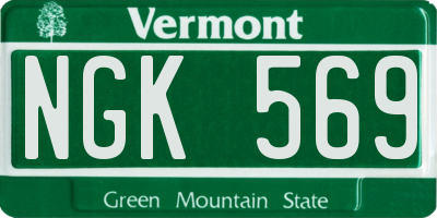 VT license plate NGK569