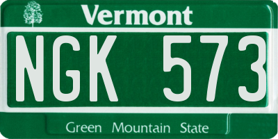 VT license plate NGK573