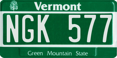 VT license plate NGK577