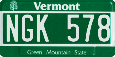VT license plate NGK578
