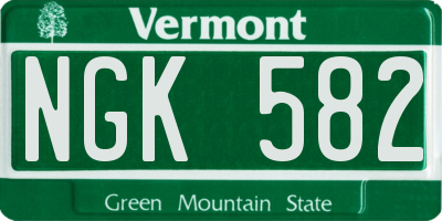 VT license plate NGK582