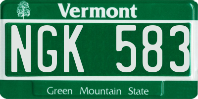 VT license plate NGK583