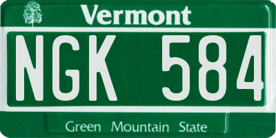 VT license plate NGK584