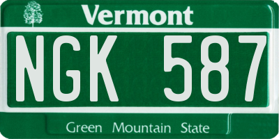 VT license plate NGK587