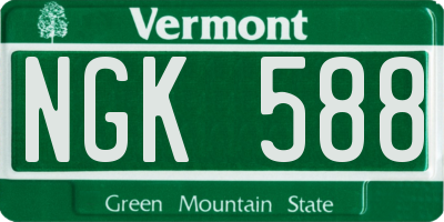 VT license plate NGK588
