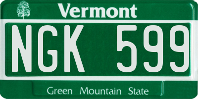 VT license plate NGK599