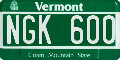 VT license plate NGK600