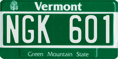 VT license plate NGK601