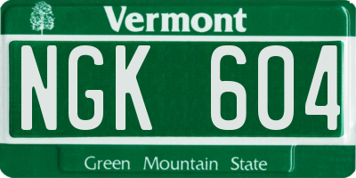 VT license plate NGK604