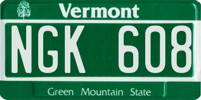 VT license plate NGK608