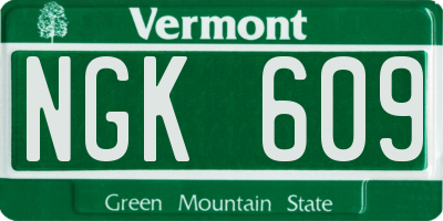 VT license plate NGK609