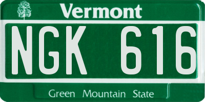 VT license plate NGK616