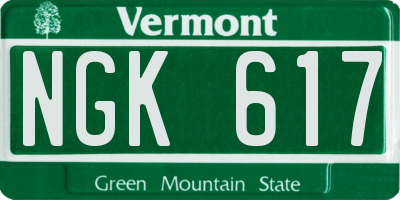 VT license plate NGK617