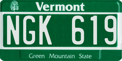 VT license plate NGK619