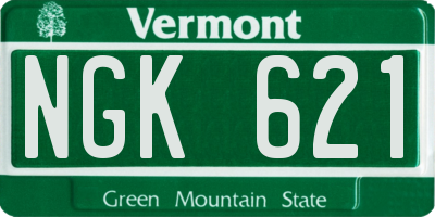 VT license plate NGK621