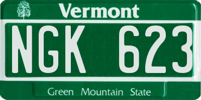 VT license plate NGK623