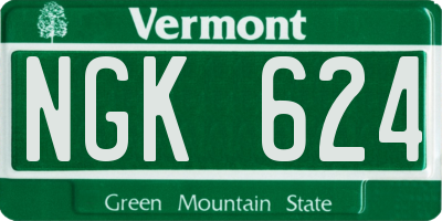 VT license plate NGK624