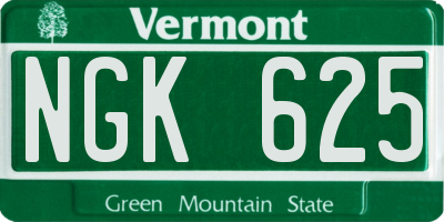 VT license plate NGK625