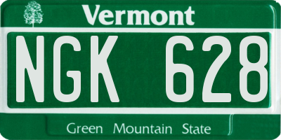 VT license plate NGK628