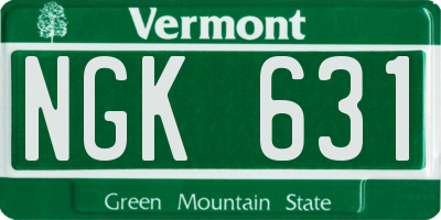 VT license plate NGK631