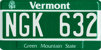 VT license plate NGK632