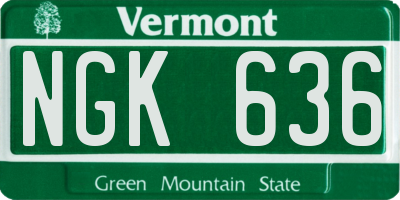 VT license plate NGK636