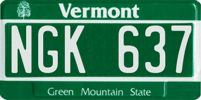 VT license plate NGK637