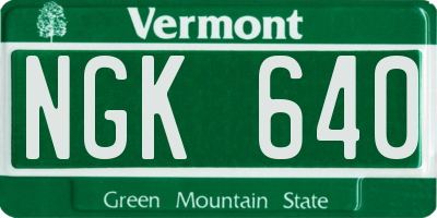 VT license plate NGK640