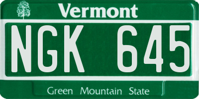 VT license plate NGK645
