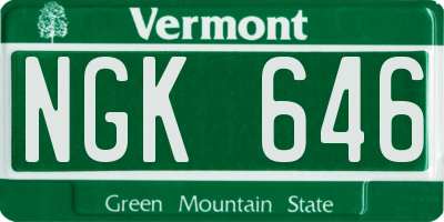 VT license plate NGK646