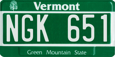 VT license plate NGK651