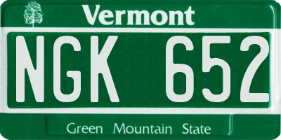 VT license plate NGK652