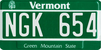 VT license plate NGK654