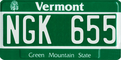 VT license plate NGK655