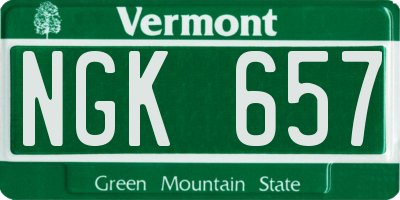 VT license plate NGK657