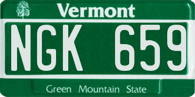 VT license plate NGK659