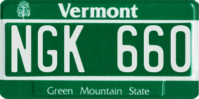 VT license plate NGK660