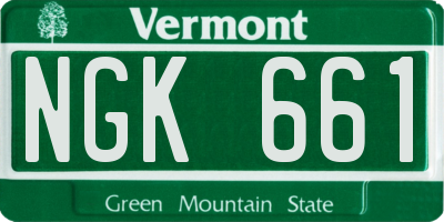 VT license plate NGK661