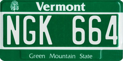 VT license plate NGK664