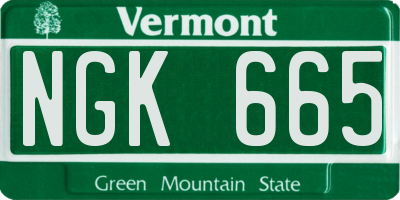 VT license plate NGK665