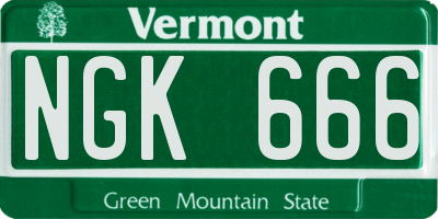 VT license plate NGK666