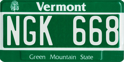 VT license plate NGK668