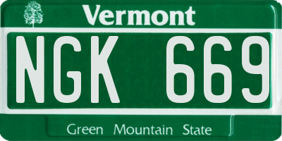 VT license plate NGK669