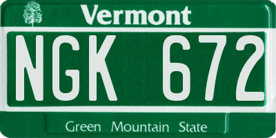 VT license plate NGK672