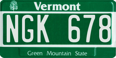 VT license plate NGK678