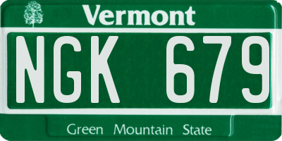 VT license plate NGK679