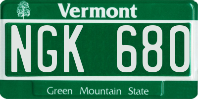 VT license plate NGK680